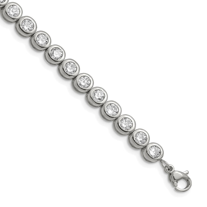 Buy Stylish 7-Inch Chisel Polished Stainless Steel CZ Link Bracelet - Luxury Quality-1