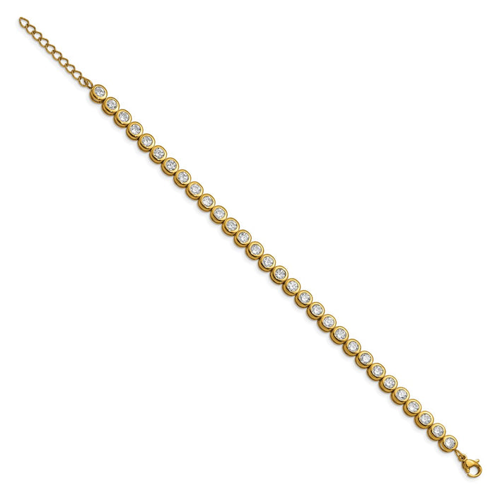 Buy Stylish 7-Inch Chisel Polished Stainless Steel CZ Link Bracelet - Yellow IP-Plated-2