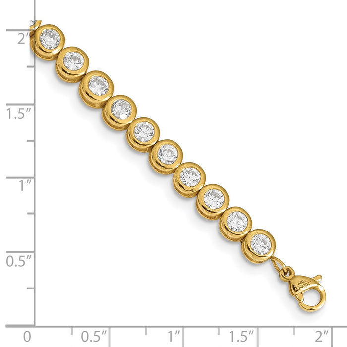 Buy Stylish 7-Inch Chisel Polished Stainless Steel CZ Link Bracelet - Yellow IP-Plated-4