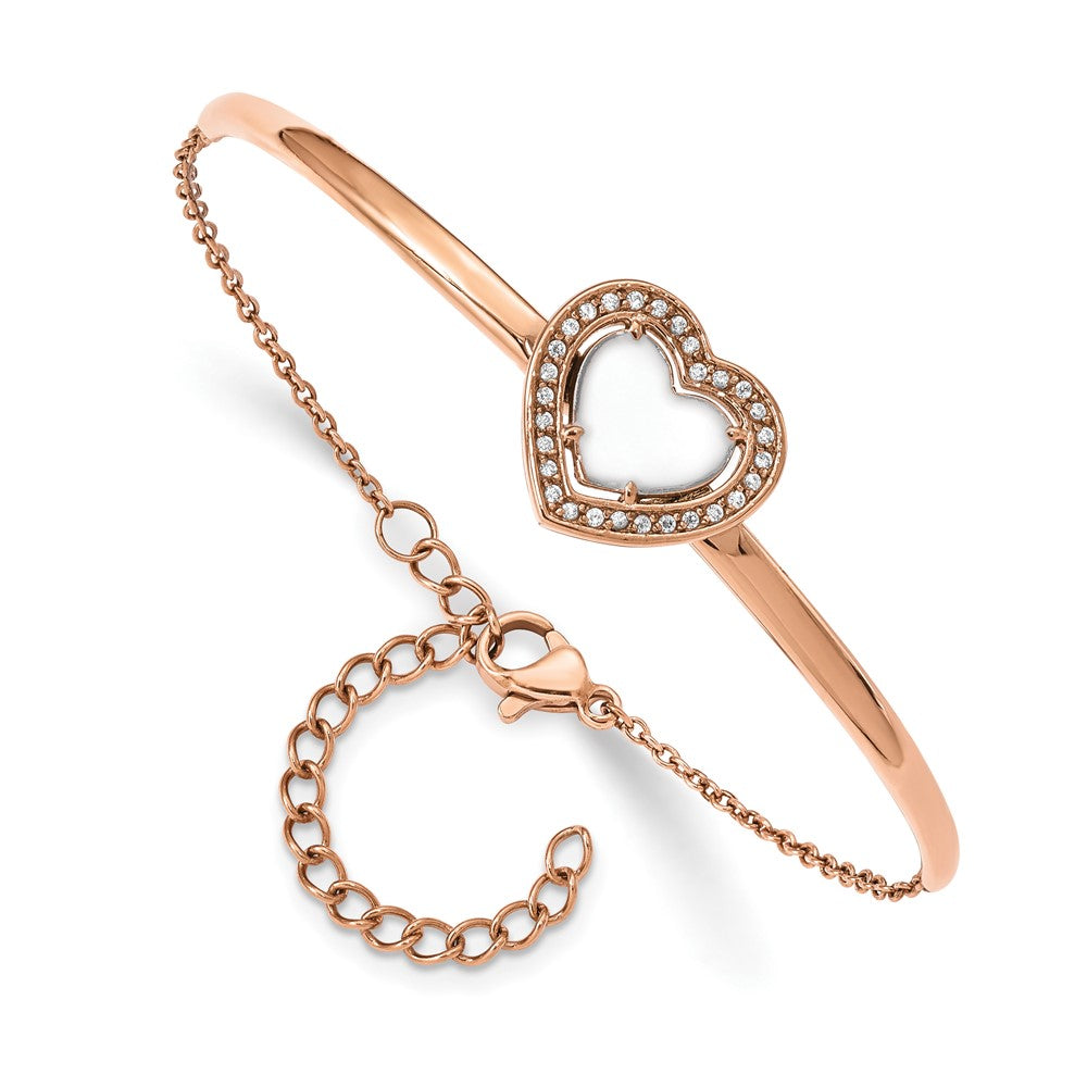 Shop Stylish 6.5-Inch Chisel Polished Stainless Steel Heart Bangle Bracelet