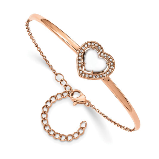 Shop Stylish 6.5-Inch Chisel Polished Stainless Steel Heart Bangle Bracelet