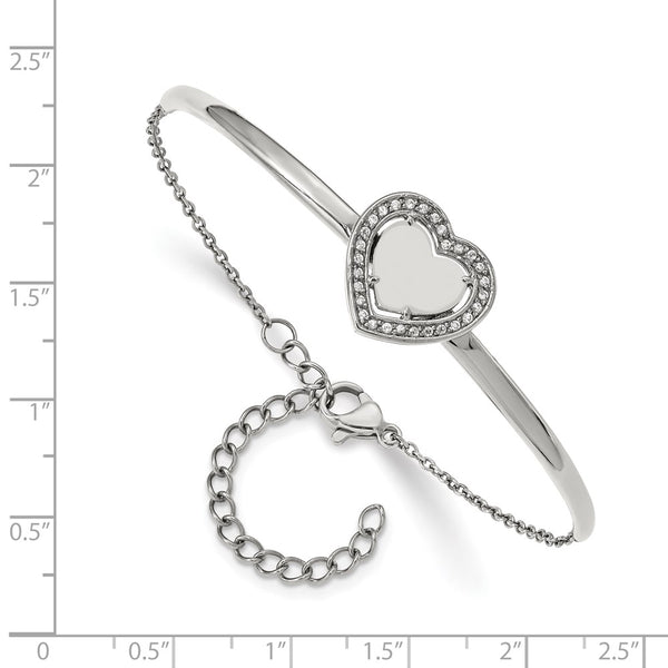 Chisel Polished Stainless Steel Bangle Bracelet - 6.5" + 2" Extension