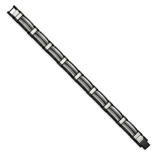 Shop Stylish Chisel Polished Black IP-Plated Stainless Steel Bracelet - 8.75"