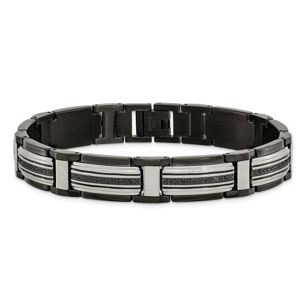 Shop Stylish Chisel Polished Black IP-Plated Stainless Steel Bracelet - 8.75"