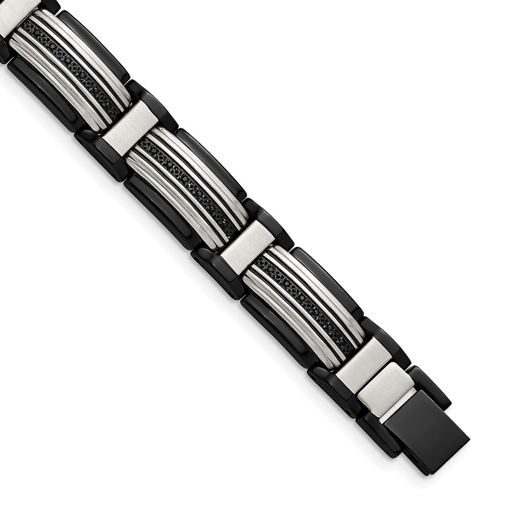Shop Stylish Chisel Polished Black IP-Plated Stainless Steel Bracelet - 8.75"