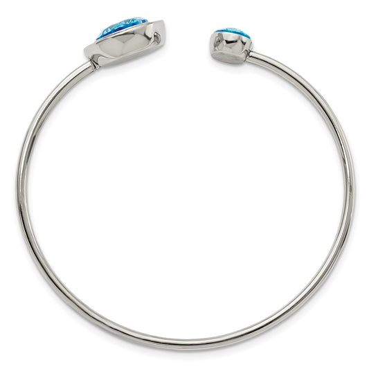 Exclusive Polished Stainless Steel Chisel Cuff Bangle | Stylish CZ Accents
