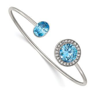 Exclusive Polished Stainless Steel Chisel Cuff Bangle | Stylish CZ Accents