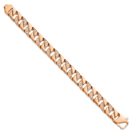 Exclusive 7.75" Chisel Polished Stainless Steel Rose IP-Plated Bracelet - Stylish CZ