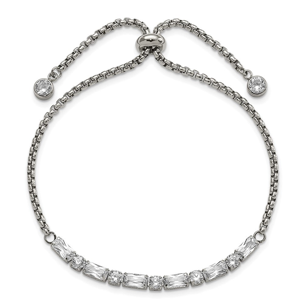 Shop Stylish CZ-Embellished Adjustable Bracelet | Polished Stainless Steel