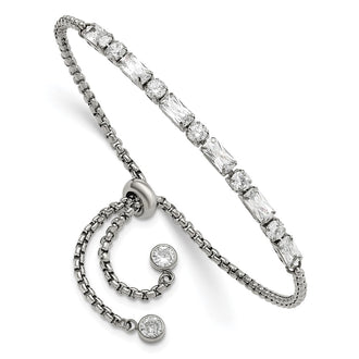 Shop Stylish CZ-Embellished Adjustable Bracelet | Polished Stainless Steel
