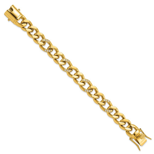 Exclusive 8-Inch Curb Link Bracelet - Stylish Stainless Steel & CZ Accents