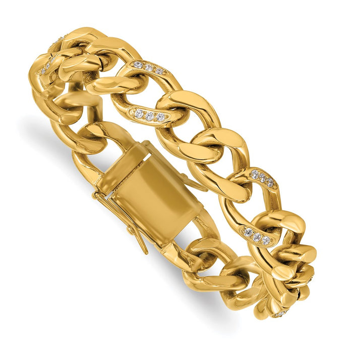 Exclusive 8-Inch Curb Link Bracelet - Stylish Stainless Steel & CZ Accents-3
