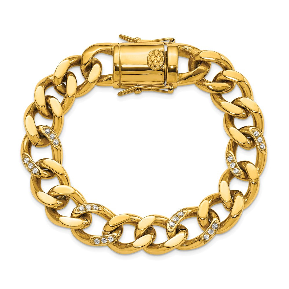Exclusive 8-Inch Curb Link Bracelet - Stylish Stainless Steel & CZ Accents