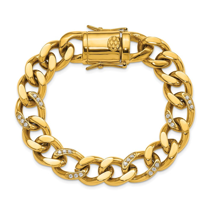 Exclusive 8-Inch Curb Link Bracelet - Stylish Stainless Steel & CZ Accents-4