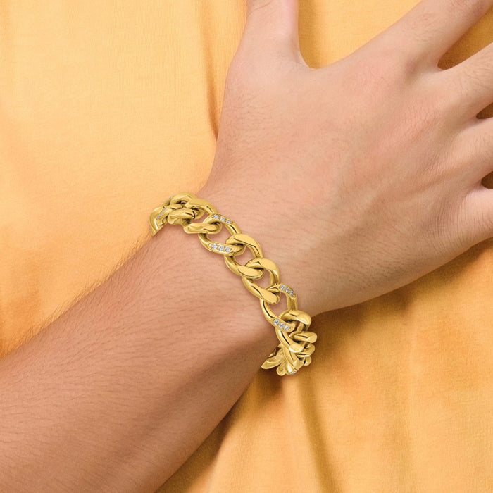 Exclusive 8-Inch Curb Link Bracelet - Stylish Stainless Steel & CZ Accents-5