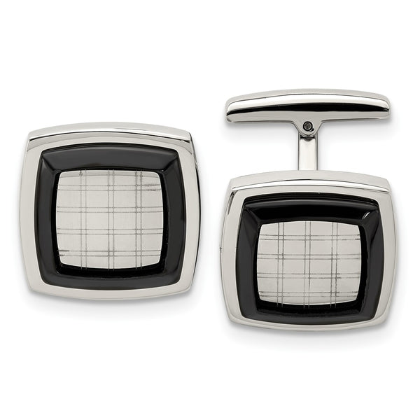 Chisel Polished Black IP-Plated Stainless Steel Cufflinks