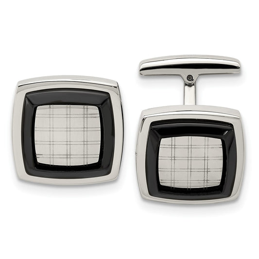 Buy Stylish Chisel Polished Black IP-Plated Stainless Steel Cufflinks - Luxury Value