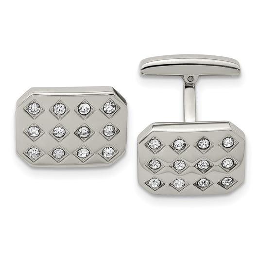 Buy Stylish Polished Stainless Steel CZ Cufflinks - Exclusive Design, Affordable Price