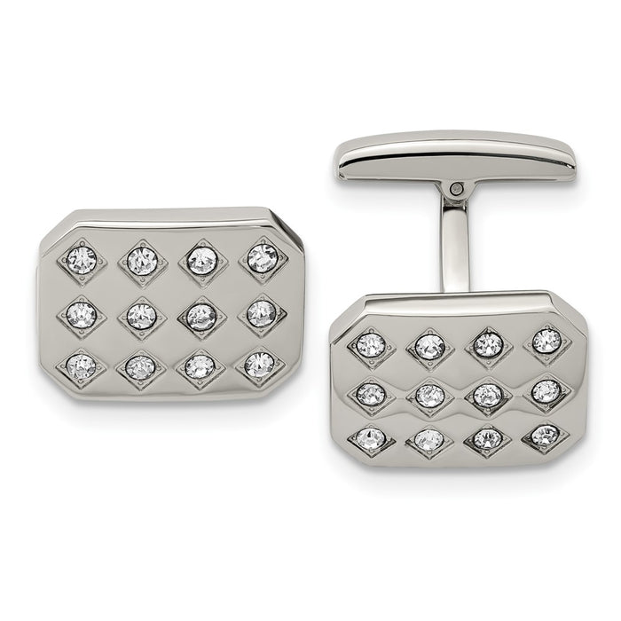 Buy Stylish Polished Stainless Steel CZ Cufflinks - Exclusive Design, Affordable Price-1