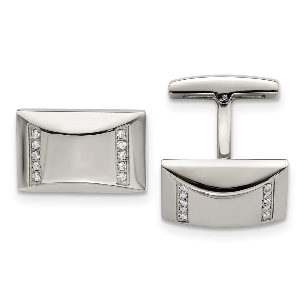Buy High-Quality Polished Stainless Steel Rectangle Cufflinks with CZ Accents