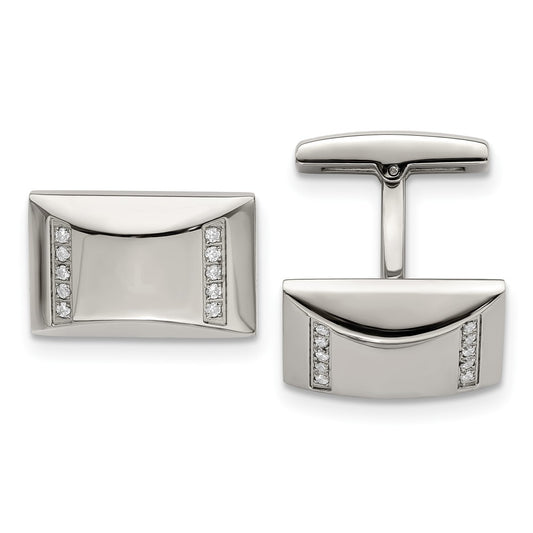 Buy High-Quality Polished Stainless Steel Rectangle Cufflinks with CZ Accents
