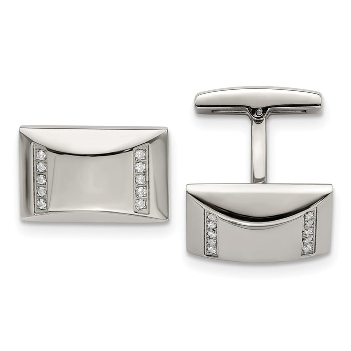 Buy High-Quality Polished Stainless Steel Rectangle Cufflinks with CZ Accents-1