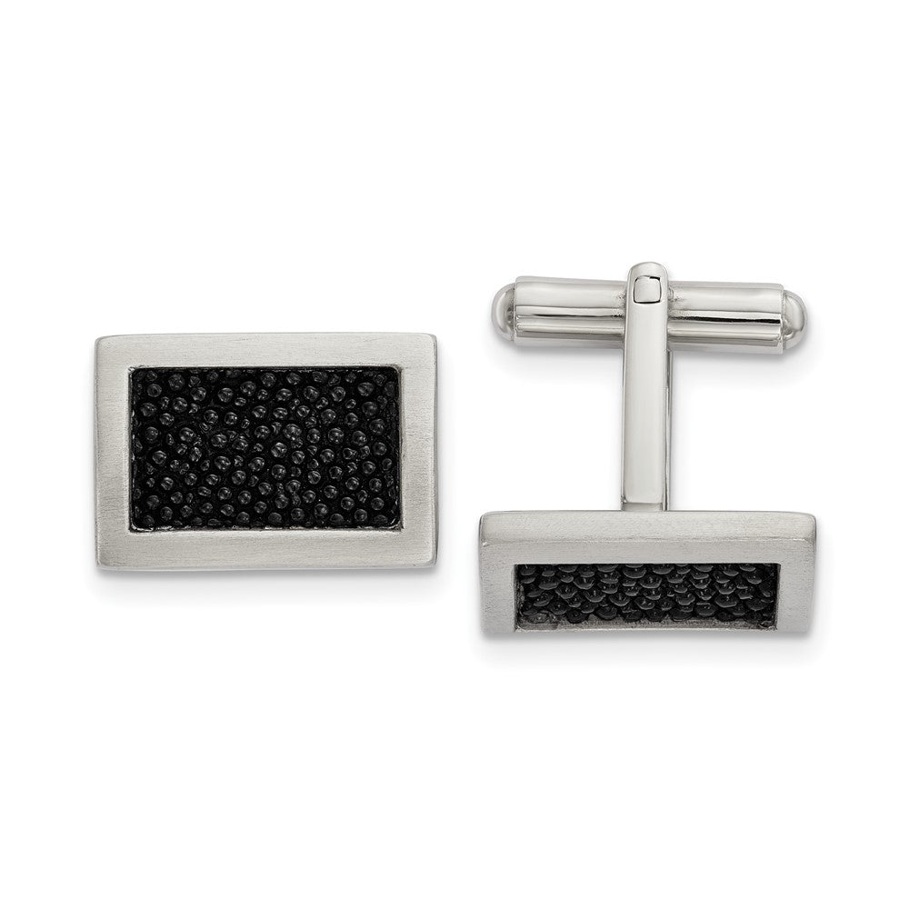 Exclusive Brushed Stainless Steel Cufflinks with Stingray Inlay - Stylish Value