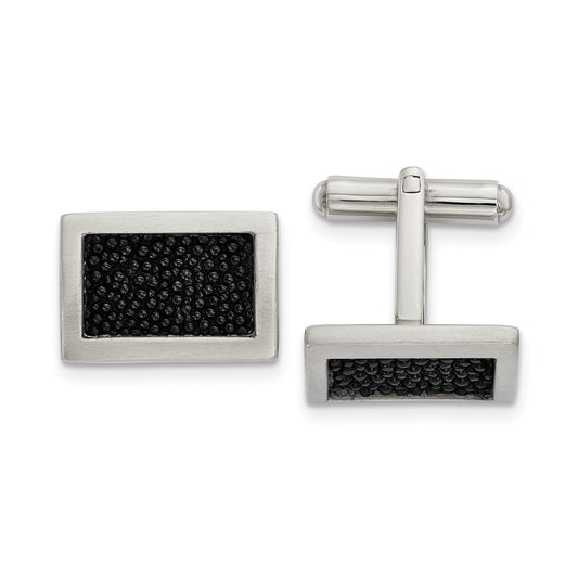 Exclusive Brushed Stainless Steel Cufflinks with Stingray Inlay - Stylish Value