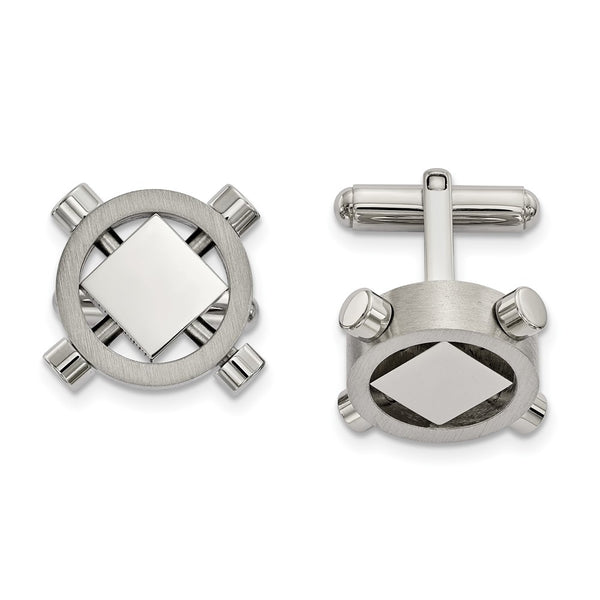 Brushed & Polished Stainless Steel Chisel Cufflinks