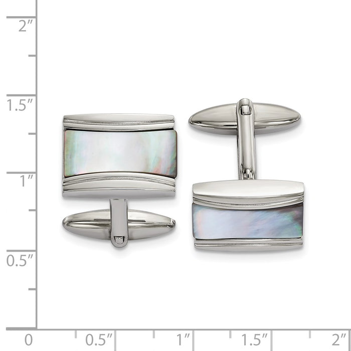 High-Quality Polished Stainless Steel Cufflinks with Mother of Pearl Inlay - Stylish Design-3