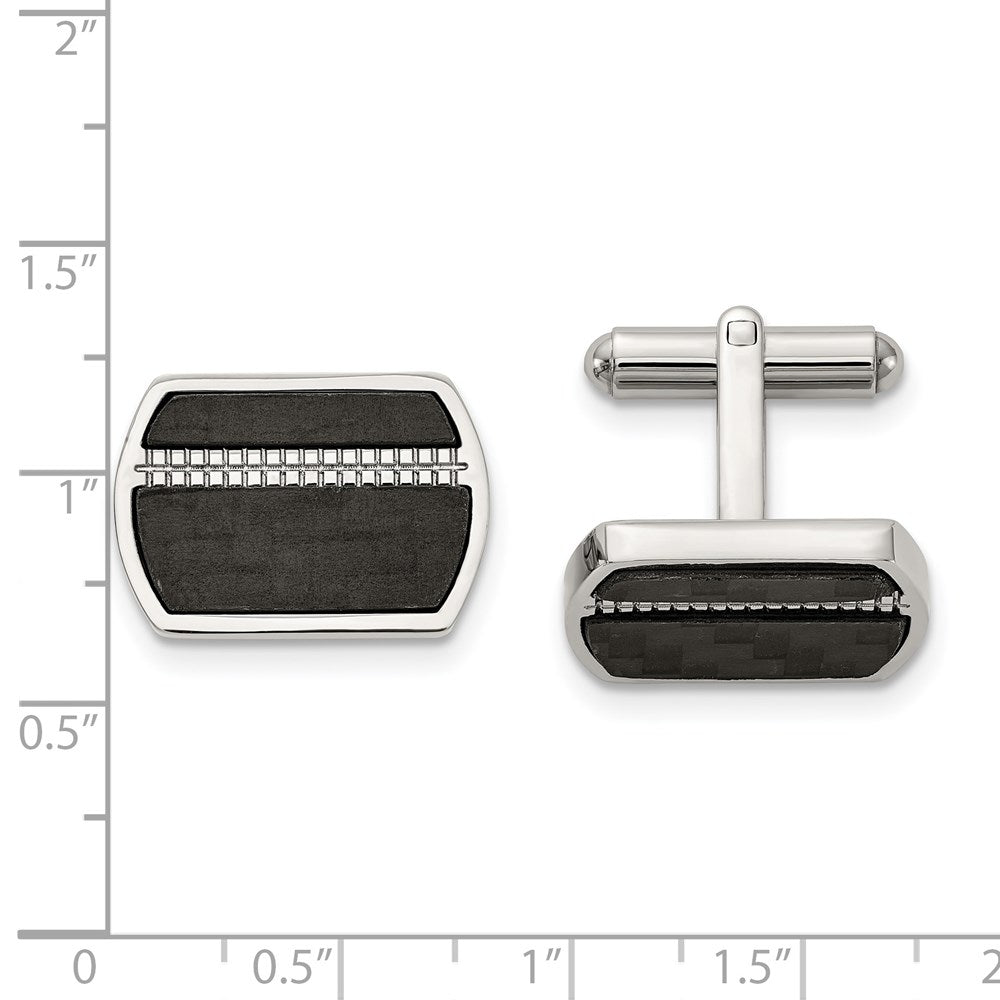 Buy Stylish Polished Black Carbon Fiber Inlay Cufflinks - Luxury Stainless Steel