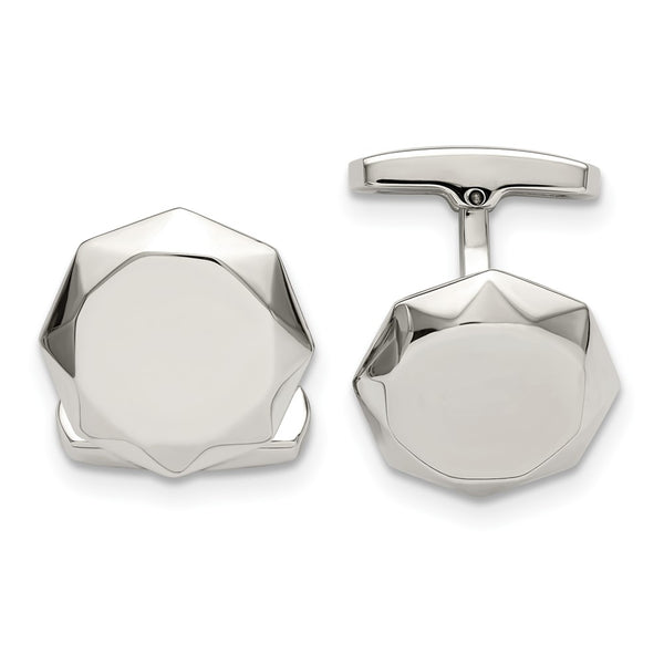 Polished Geometric Cuff Links - Chisel Stainless Steel