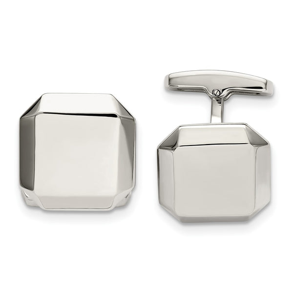 Polished Stainless Steel Chisel Cuff Links