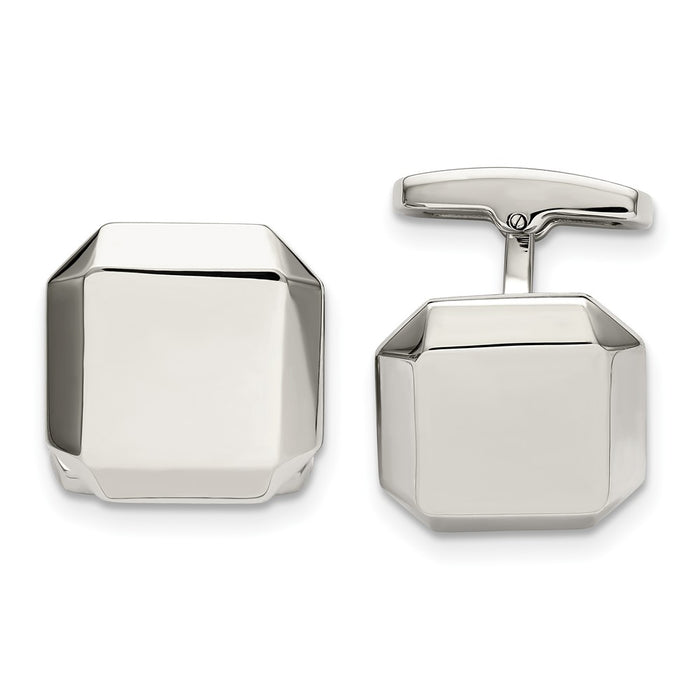 Exclusive Polished Stainless Steel Chisel Cuff Links - Stylish Design & Value-1