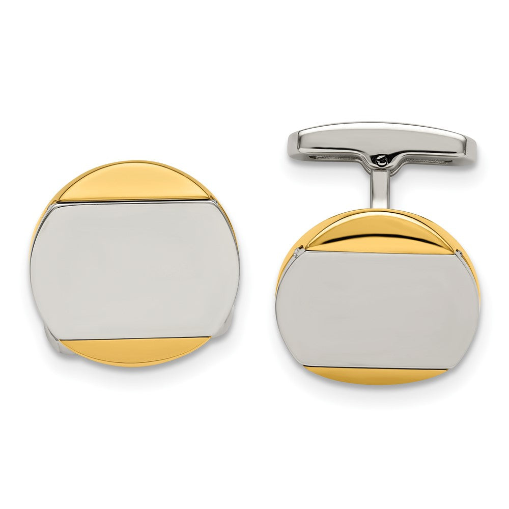 Buy Stylish Chisel Polished Stainless Steel Yellow IP-Plated Circle Cufflinks
