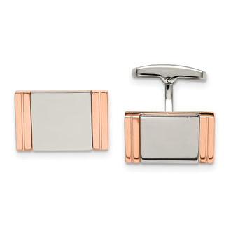 Buy Stylish Polished Rose IP-Plated Rectangle Cufflinks | Stainless Steel Elegance