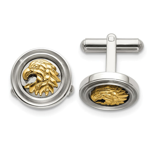Buy Stylish Yellow IP-Plated Eagle Cufflinks | High-Quality Stainless Steel