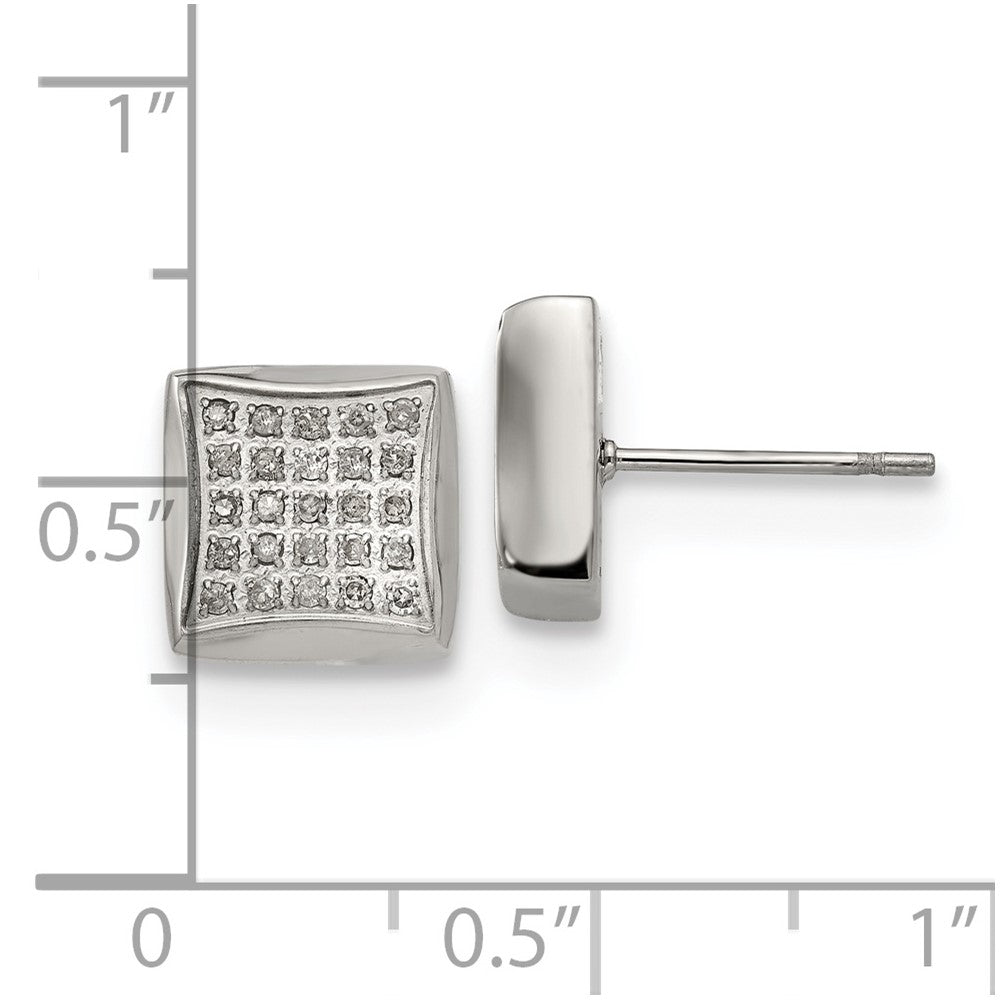 Buy Exclusive Chisel Polished Stainless Steel Square Post Earrings, 1/4 Carat Diamond, Luxury Style