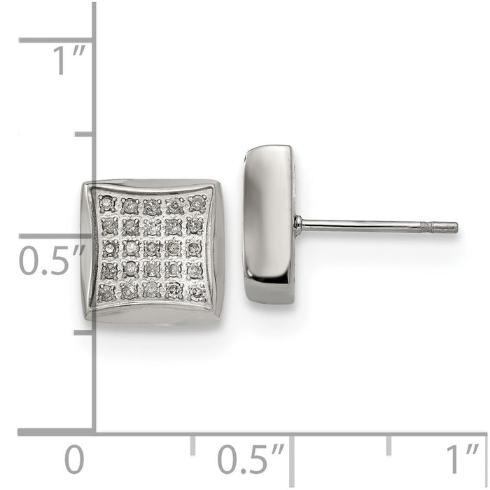 Buy Exclusive Chisel Polished Stainless Steel Square Post Earrings, 1/4 Carat Diamond, Luxury Style-4