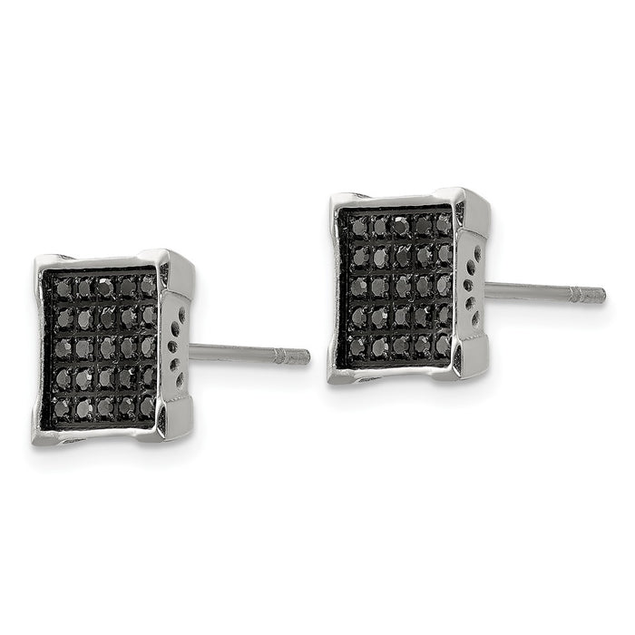 Buy Stylish Polished Stainless Steel Square Post Earrings with 1/4 Carat Black Diamond-2