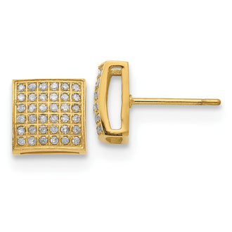 Buy Stylish 3/8 Carat Diamond Square Post Earrings in Yellow IP-Plated Steel