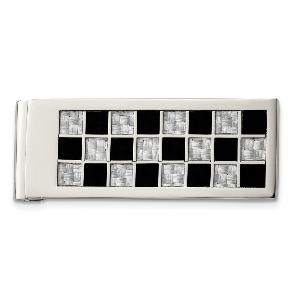 High-Quality Chisel Polished Stainless Steel Money Clip - Stylish Carbon Fiber Inlay