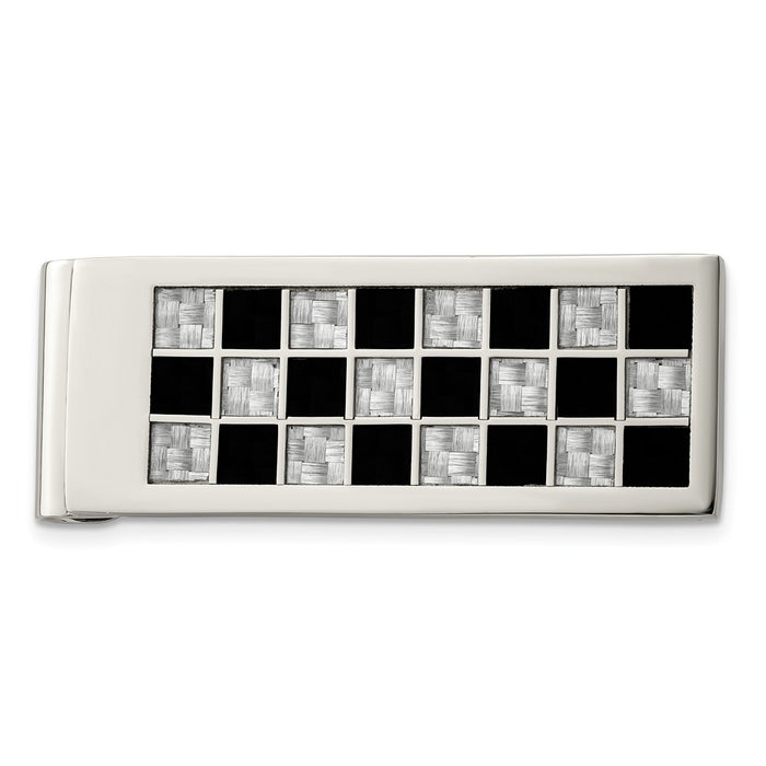 High-Quality Chisel Polished Stainless Steel Money Clip - Stylish Carbon Fiber Inlay-1