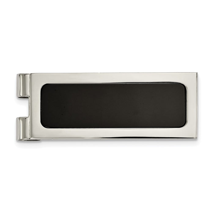 Buy Stylish Polished Stainless Steel Money Clip with Black Agate Inlay-1