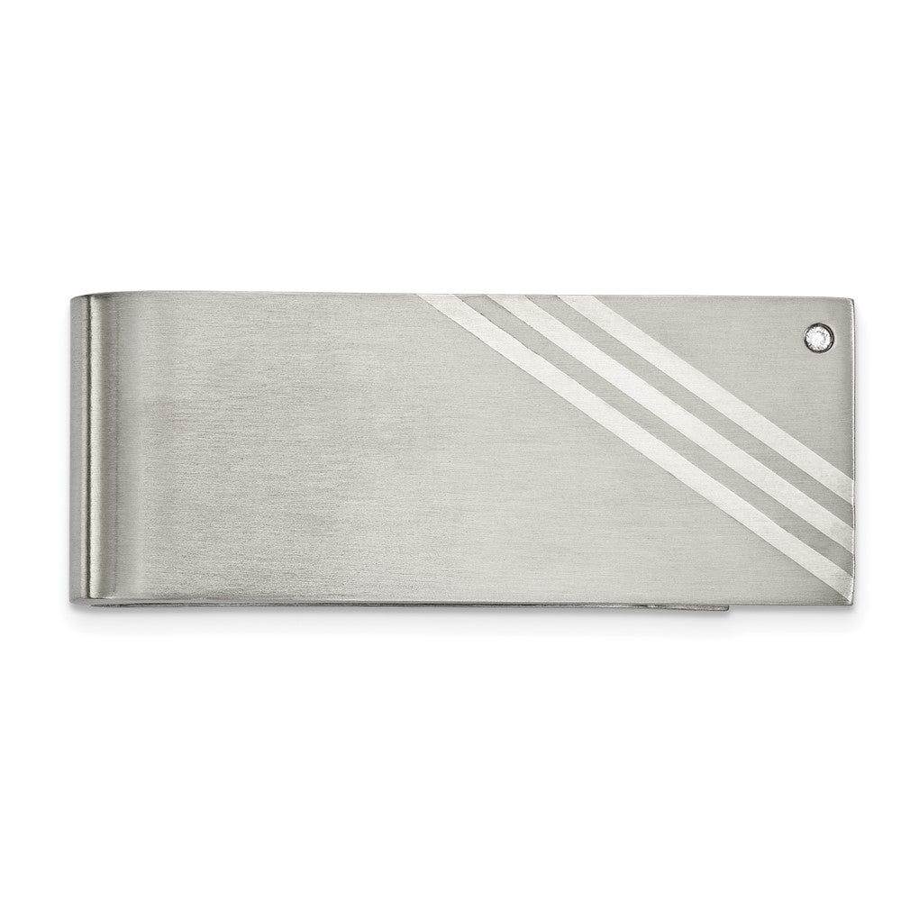 High-quality Chisel Stainless Steel Money Clip - Stylish Brushed Design with CZ Accents