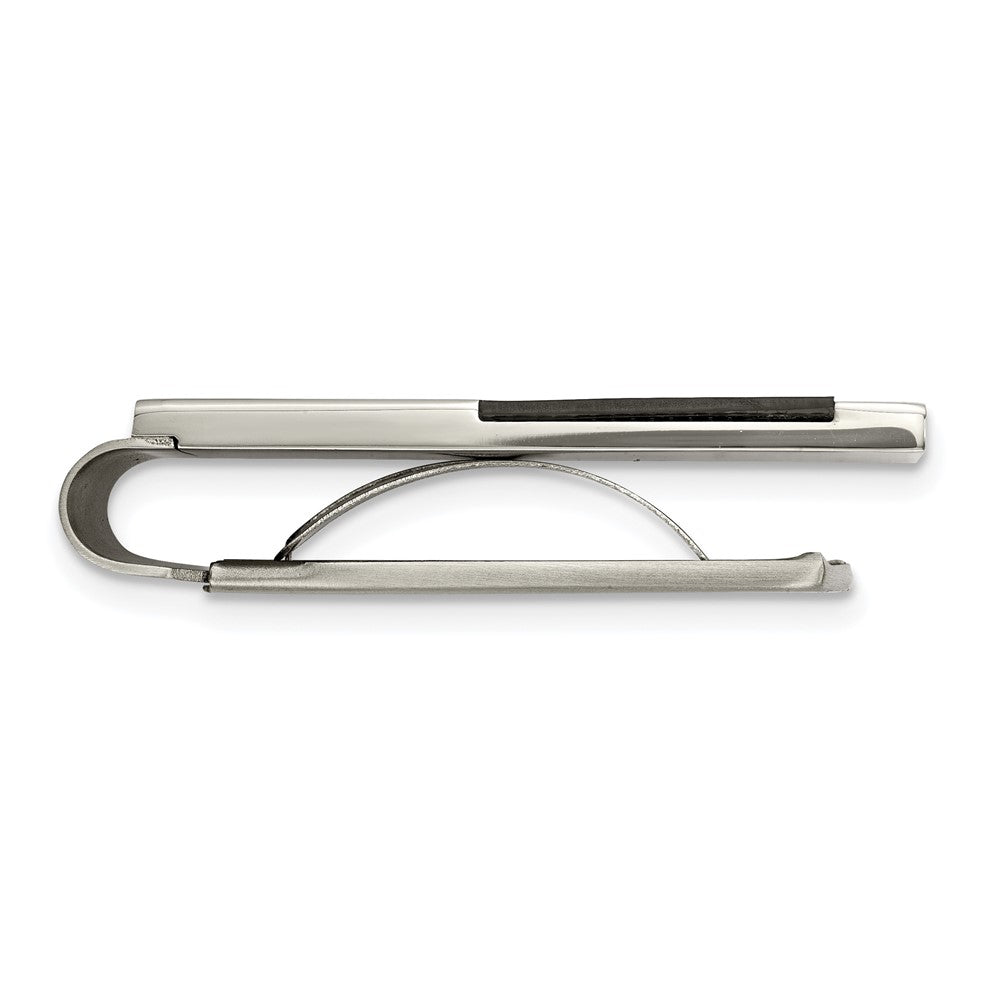 Exclusive Chisel Polished Stainless Steel Money Clip - Stylish Black Carbon Fiber Inlay
