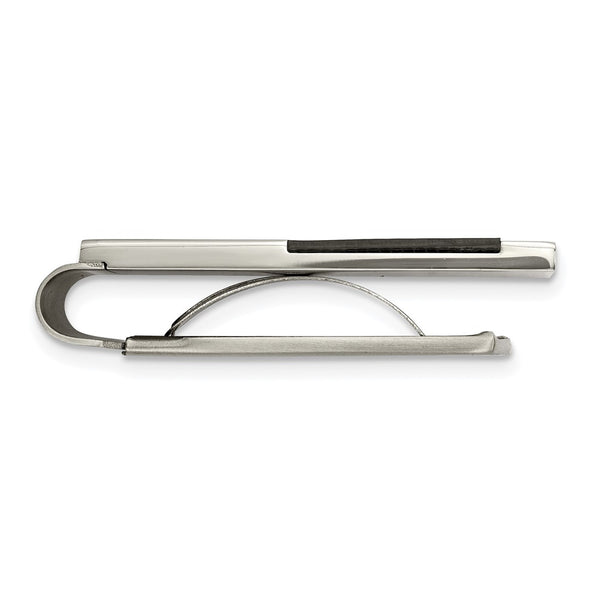 Chisel Polished Stainless Steel Money Clip - Black Carbon Fiber Inlay