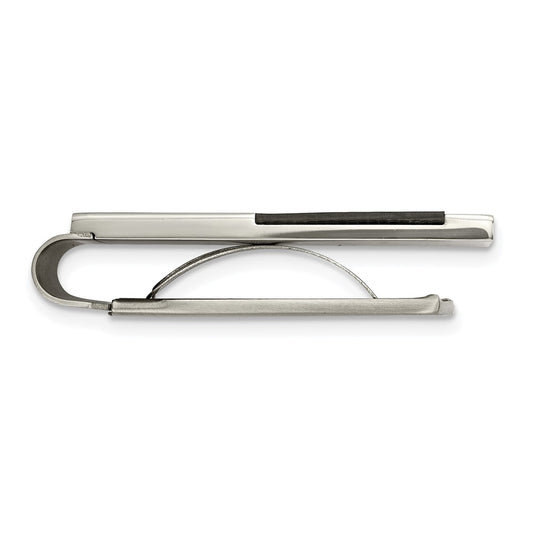 Exclusive Chisel Polished Stainless Steel Money Clip - Stylish Black Carbon Fiber Inlay