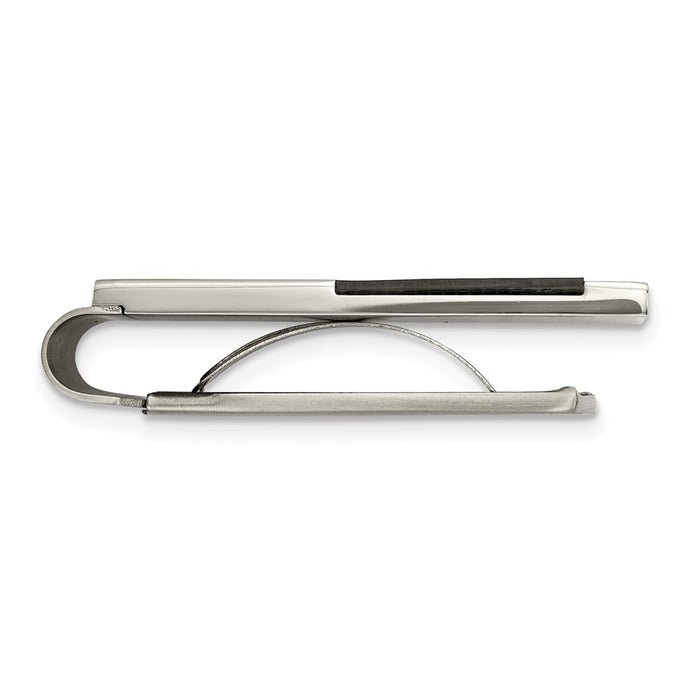 Exclusive Chisel Polished Stainless Steel Money Clip - Stylish Black Carbon Fiber Inlay-2