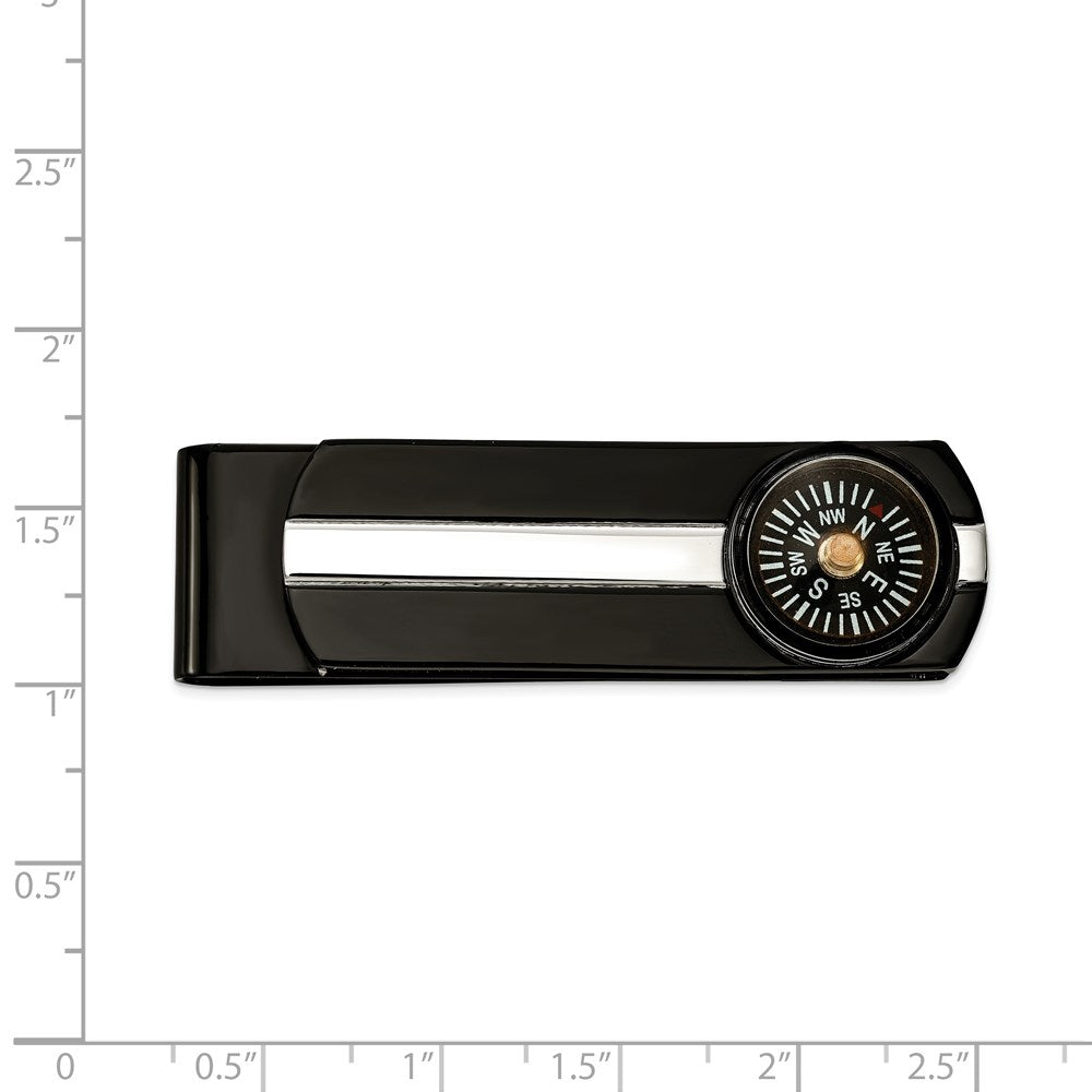 Buy Stylish Chisel Polished Black IP-Plated Compass Money Clip - 4.5" Long